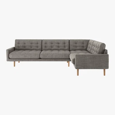 Habitat Fenner Black & White Woven Left-Hand 4 Seat Corner Sofa, Black And White