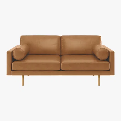 Habitat Spencer Mid Tan Leather 2 Seater Sofa, Oak Legs, Mid Tan