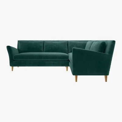 Habitat Keele Emerald Green Velvet Left -Arm Corner Sofa, Green