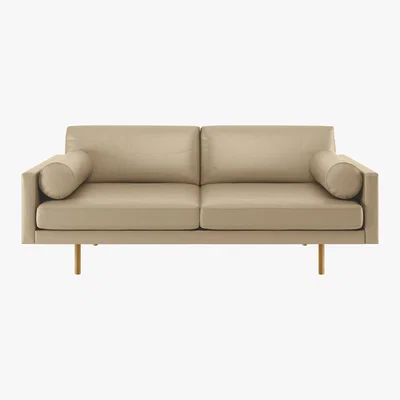 Habitat Spencer Stone Leather 3 Seater Sofa, Oak Legs, Stone