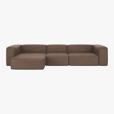 Habitat Opollo Light Brown Luxury Leather Large Left Arm Chaise Sofa, Light Brown