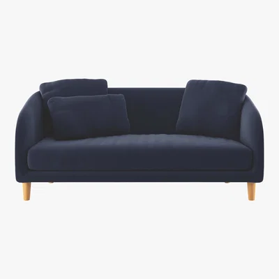 Habitat Colby Navy Blue Velvet 2 Seater Sofa, Wooden Feet, Dark Blue