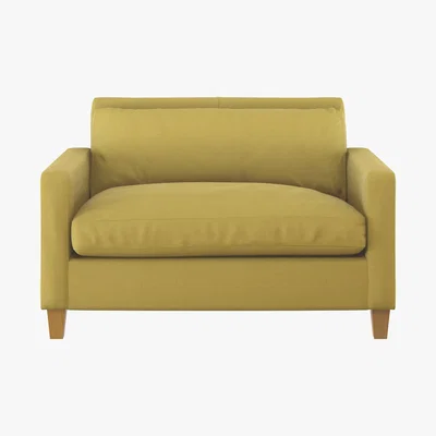 Habitat Chester Yellow Textured Compact Sofa, Oak Stained Feet, Yellow