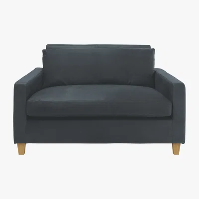 Habitat Chester Dark Grey Luxury Leather Compact Sofa, Grey