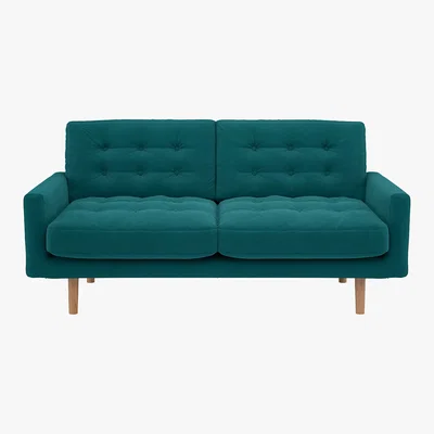 Habitat Fenner Teal Velvet 2 Seater Sofa, Teal