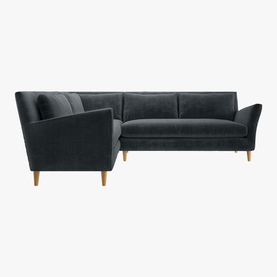 Habitat Keele Dark Grey Velvet Right -Arm Corner Sofa, Grey