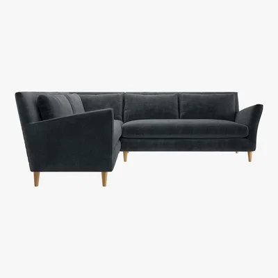 Habitat Keele Dark Grey Velvet Right -Arm Corner Sofa, Grey