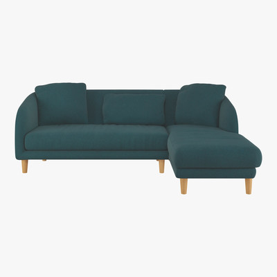 Habitat Colby Teal Green Wool Herringbone Right Arm Chaise Sofa, Green