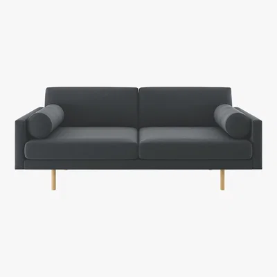Habitat Spencer Dark Grey Velvet 3 Seater Sofa, Oak Legs, Grey
