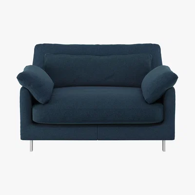 Habitat Cuscino Navy Blue Herringbone Wool Mix Compact Sofa, Navy