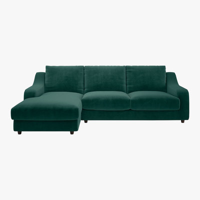 Habitat Slope Emerald Green Velvet Left Arm Chaise Sofa, Green
