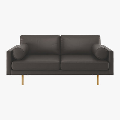 Habitat Spencer Brown Leather 2 Seater Sofa, Oak Legs, Brown