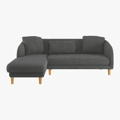 Habitat Colby Charcoal Grey Italian Woven FaBric Left Arm Chaise Sofa, Charcoal
