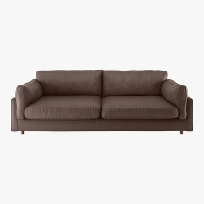 Habitat Elkin Chocolate Leather 4 Seat Sofa, Brown