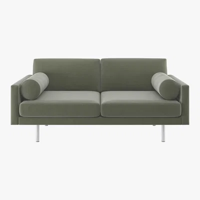 Habitat Spencer Sage Green Velvet 2 Seater Sofa, Metal Legs, Green Green