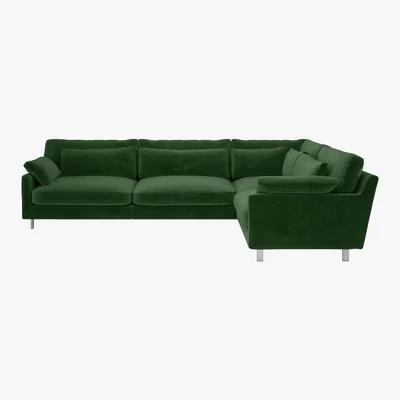 Habitat Cuscino Moss Green 4 Seater Left Hand Corner Sofa, Moss Green