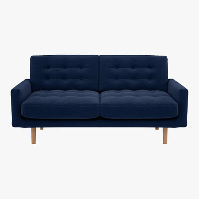 Habitat Fenner Navy Blue Velvet 2 Seater Sofa, Navy