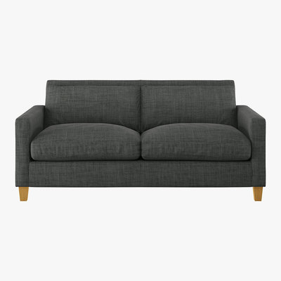 Habitat Chester Charcoal Grey Italian Woven 2 Seater Sofa, Oak Stained Feet, Charcoal