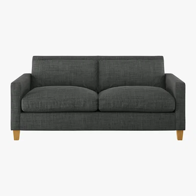 Habitat Chester Charcoal Grey Italian Woven 2 Seater Sofa, Oak Stained Feet, Charcoal