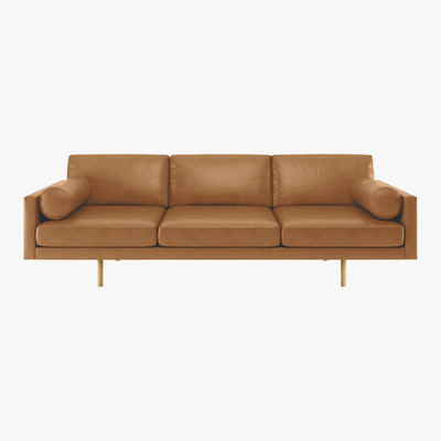 Habitat Spencer Mid Tan Leather 4 Seater Sofa, Oak Legs, Mid Tan