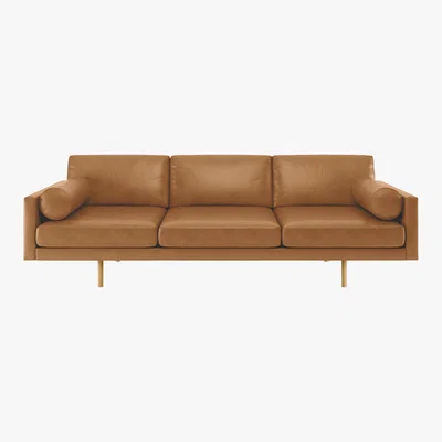 Habitat Spencer Mid Tan Leather 4 Seater Sofa, Oak Legs, Mid Tan