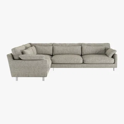 Habitat Cuscino Black And White Textured FaBric Right-Arm Corner Sofa, Black And White