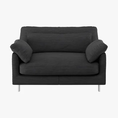 Habitat Cuscino Charcoal Grey Textured FaBric Compact Sofa, Charcoal