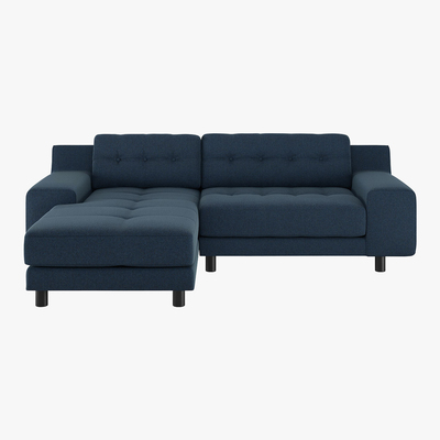 Habitat Hendricks Blue Herringbone Wool Small Left-Hand Chaise Sofa, Navy