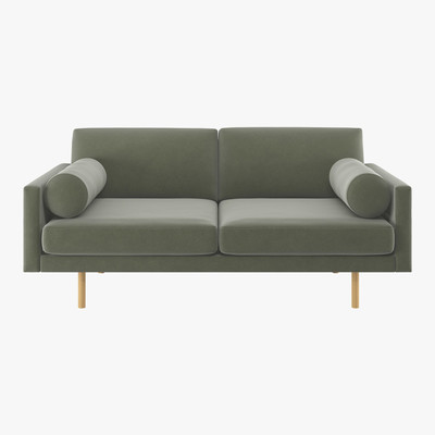 Habitat Spencer Sage Green Velvet 2 Seater Sofa, Oak Legs, Green Green
