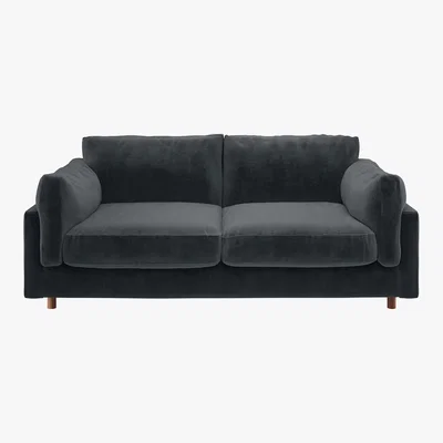 Habitat Elkin Dark Grey Velvet 3 Seat Sofa, Grey