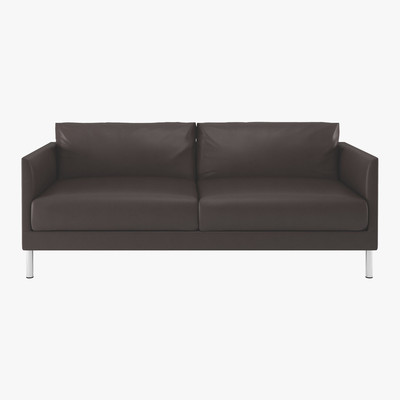 Habitat Hyde Brown Leather 3 Seater Sofa, Metal Legs, Brown