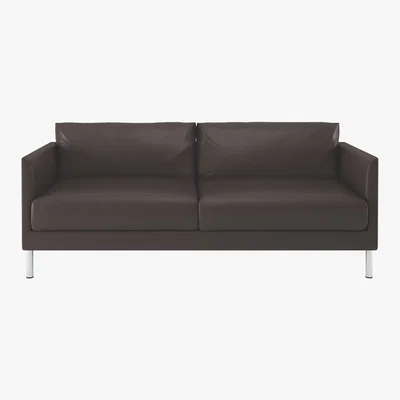 Habitat Hyde Brown Leather 3 Seater Sofa, Metal Legs, Brown