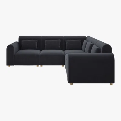 Habitat Tab Charcoal Grey Velvet 3 Seat Reversible Corner Sofa, Charcoal