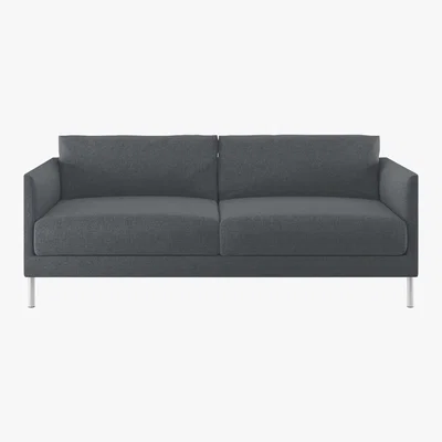 Habitat Hyde Grey Textured Woven FaBric 2 Seater Sofa, Metal Leg, Grey