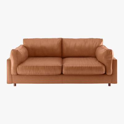 Habitat Elkin Tan Leather 3 Seater Sofa, Tan