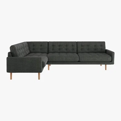 Habitat Fenner Charcoal Grey Italian Woven Right-Hand 4 Seater Corner Sofa, Charcoal