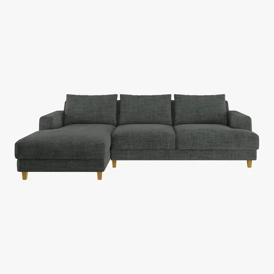 Habitat Wiltons Charcoal Grey Woven FaBric Left Hand Chaise Sofa, Charcoal