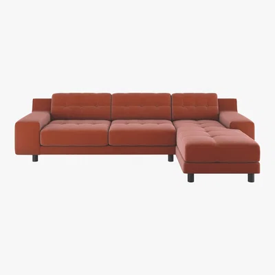 Habitat Hendricks Orange Velvet Right Arm Chaise Sofa, Orange