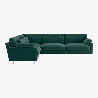 Habitat Cuscino Emerald Green Velvet Right-Arm Corner Sofa, Green