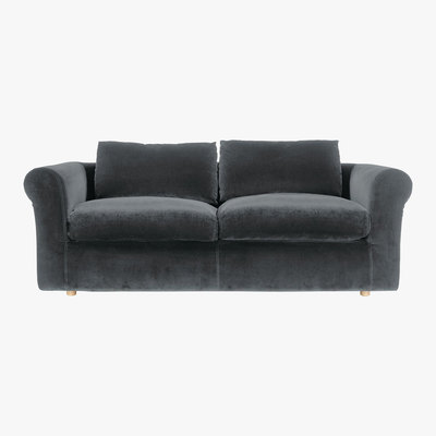 Habitat Louis Dark Grey Velvet 4 Seater Sofa, Grey
