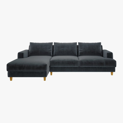 Habitat Wiltons Dark Grey Velvet Left Hand Chaise Sofa, Grey