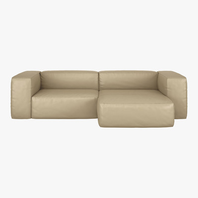 Habitat Opollo Stone Leather Small Right Arm Chaise Sofa Group, Stone