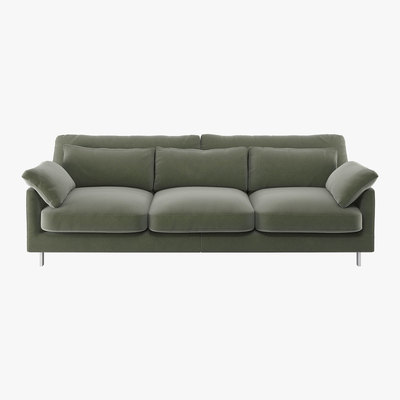 Habitat Cuscino Sage Green Velvet 3 Seater Sofa, Green Green