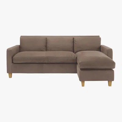Habitat Chester Light Brown Luxury Leather 3 Seater Chaise Sofa, Light Brown
