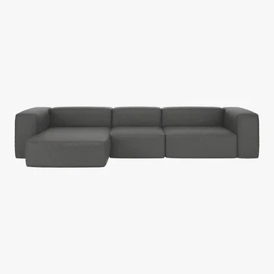 Habitat Opollo Grey Luxury Leather Large Left Arm Chaise Sofa Group, Grey