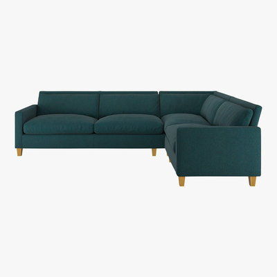Habitat Chester Teal Green Herringbone Wool Mix Left-Arm Corner Sofa, Green