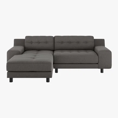 Habitat Hendricks Grey Herringbone Wool Small Left-Hand Chaise Sofa, Charcoal