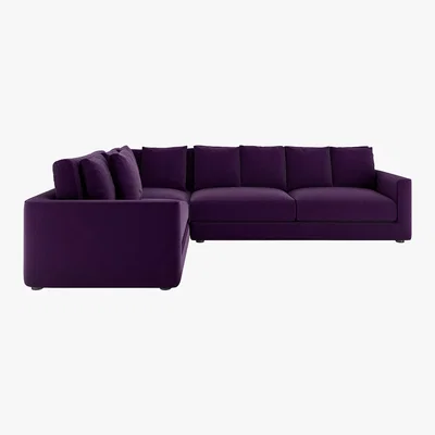 Habitat Rupert Purple Velvet Right Arm Corner Sofa, Purple