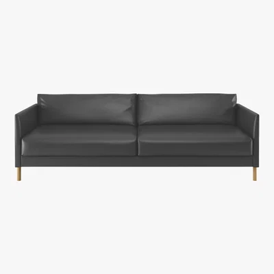 Habitat Hyde Black Leather 3 Seater Sofa Bed, Wooden Legs, Black