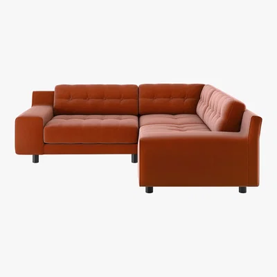 Habitat Hendricks Orange Velvet FaBric Small Left-Hand Corner Sofa, Orange